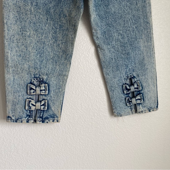 NWT Vintage Gitano acid wash tapered bow tie denim capris, 9/10 - Picture 9 of 12